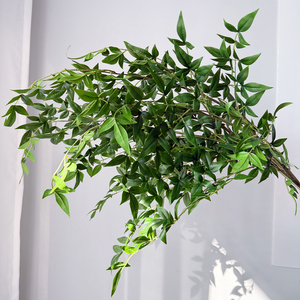 Hojas de <span class=keywords><strong>Nandina</strong></span> Verdes Artificiales para Arreglos Florales de Boda, Decoración del Hogar, Vegetación Artificial, Flores Artificiales al por Mayor - Product Image 1