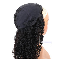 Vente en gros 3/4 perruque demi-tête avec clip sans couture de qualité cheveux Remy crépus bouclés 200% de densité Aucune colle requise