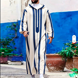 Abaya Marocchina da Uomo a Righe con Cappuccio, Design Personalizzato, Thobe Musulmano per Tutte le Stagioni, Piccolo MOQ, Consegna Rapida - Product Image 5