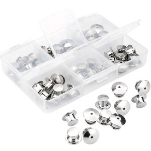 Dos Verrouillage Goupille Gardiens Badge-Pin Serrures pour Revers Émail Chapeau Épingles - Product Image 1