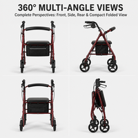 Déambulateur pliable portable avec siège pour personnes âgées, idéal pour les voyages, les courses, le transport facile et le soutien à la marche quotidienne