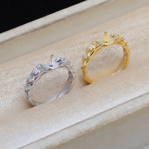 S925 Silver Open <b>Ring</b> JG5323 <b>Large</b> Pearl Accessories DIY Empty Holder for Women Fashion <b>Rings</b> 11-12-13 Sizes - Product Image 2