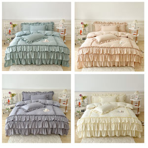 Set Sprei Queen Size dengan Ruffle - 100% Mikrofiber Dicuci <span class=keywords><strong>3</strong></span>-Piece Gaya Shabby Chic Farmhouse dengan Sarung Bantal - Product Image 3