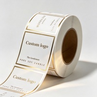 Étiquettes personnalisées pour bougies avec bordure dorée, autocollants mats minimalistes pour l'emballage des pots de bougies parfumées à la cire de soja