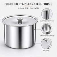 Tutup Panci Stok Komersial Stainless Steel Multi-Kapasitas Model 06 Tebal untuk Restoran Hotel Dapur Penyimpanan Sup
