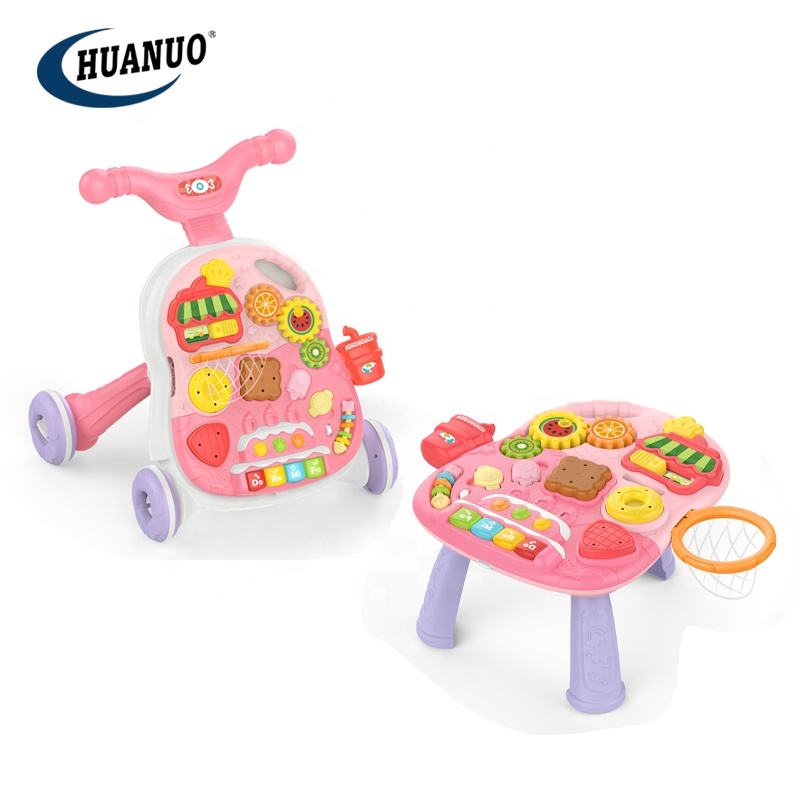 Baby Hand-Push Walking Cart Stroller Toys in Pink