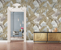 Papier peint mural en feuilles de palmier vertes tropicales, taille personnalisée, art mural en feuilles de Monstera de la jungle pour salon, chambre à coucher, décoration moderne bohème pour la maison