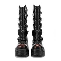 Bottes de motard tendance à plateforme pour l'automne et l'hiver - Chaussures de moto style punk à plateforme pour femmes avec design coupe-vent