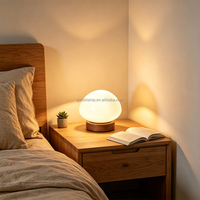 Lampe de table en bois de noyer avec abat-jour en verre rond, lampe de chevet décorative pour chambre d'hôtel, villa, décoration intérieure