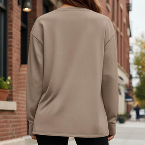 Felpe <span class=keywords><strong>Oversize</strong></span> da Donna a Maniche Lunghe, Top Basici con Spalle Cadenti, Pullover Casual Personalizzabile per Allenamento Autunnale - Product Image 4