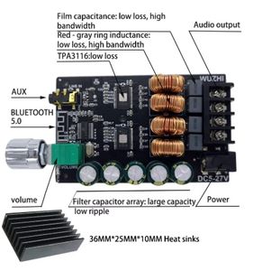 <span class=keywords><strong>ZK</strong></span>-<span class=keywords><strong>1002</strong></span>เครื่องขยายเสียงดิจิตอลระบบสเตอริโอ5.0 TPA3116ไฮไฟ100W + 100W แอมป์เครื่องขยายสัญญาณเสียงโฮมเธียเตอร์ - Product Image 5