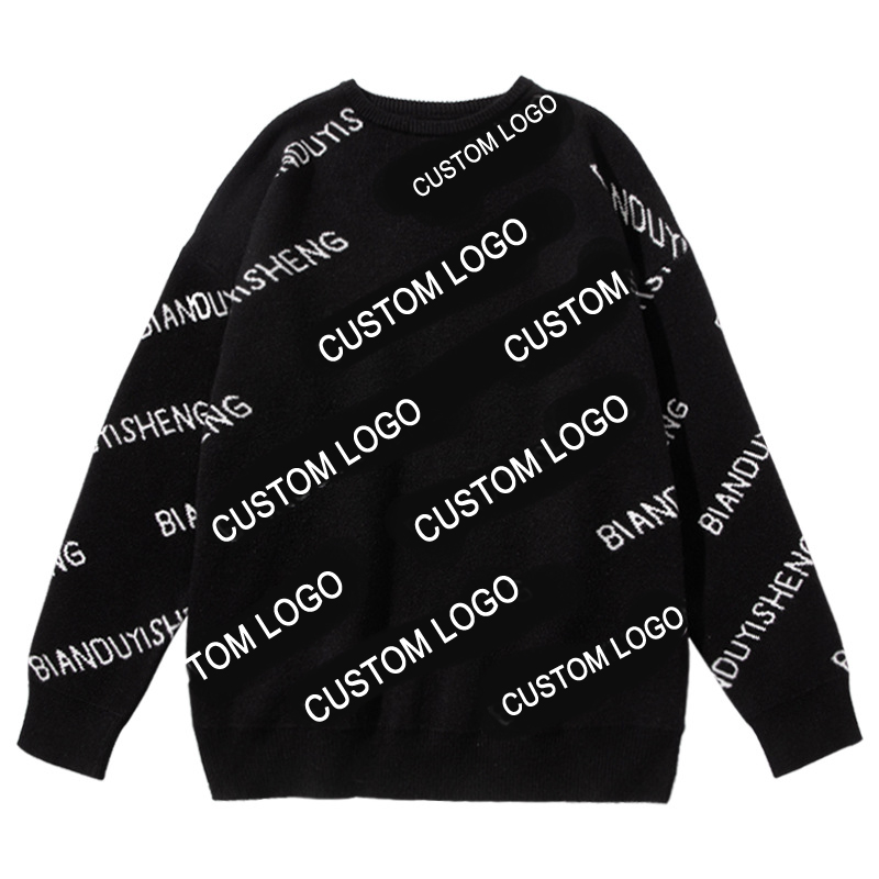 Custom LOGO jacquard knit sweater men pullover cotton plus size boys sweaters men's sweaters