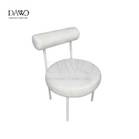 Chaise de salle à manger en velours blanc nordique durable de luxe avec pieds en métal pour salon et appartement, provenance Chine