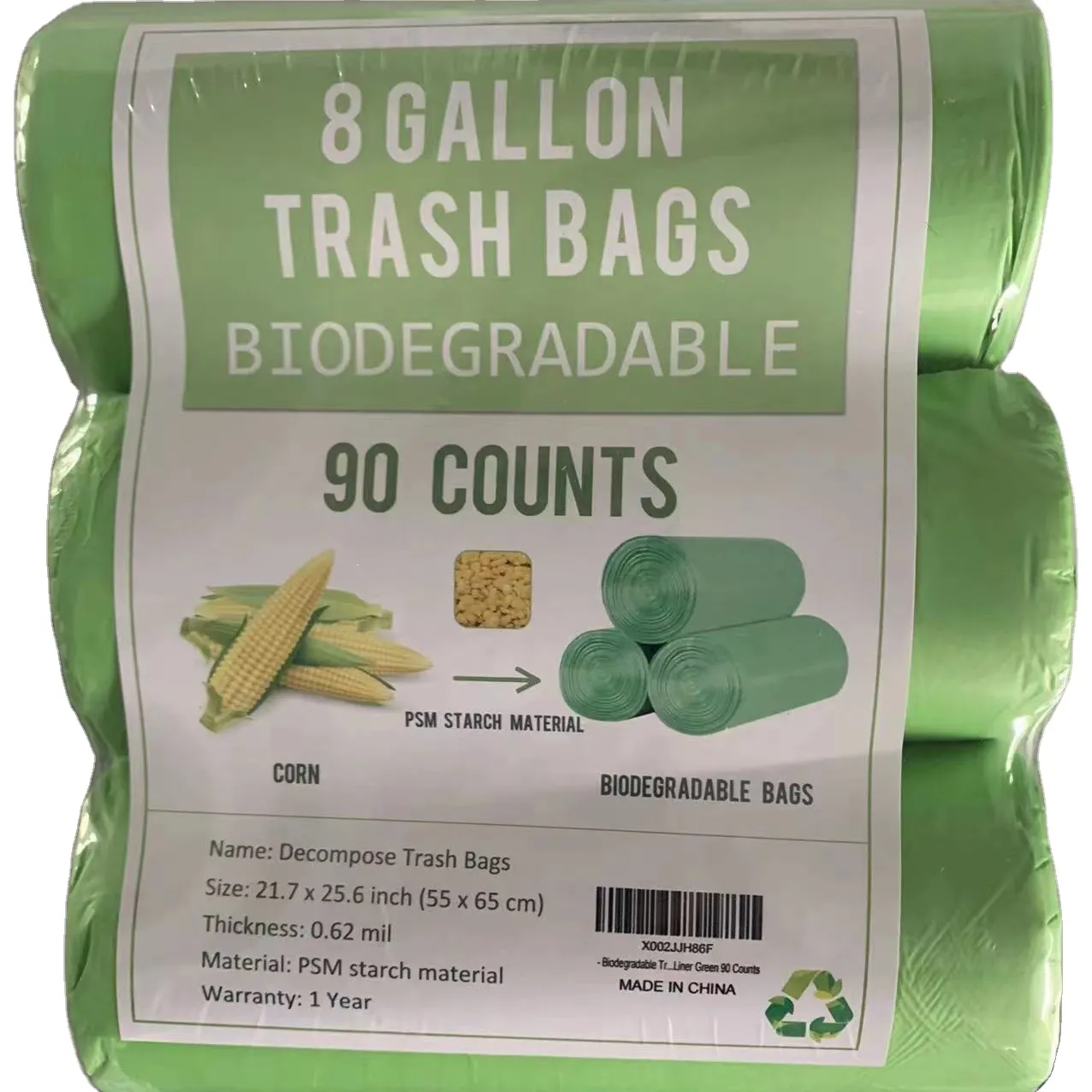 eco biodegradable compostable pla Corn Starch epi bin liner rubbish bag degradable refuse sacks garbage trash bags with flat top