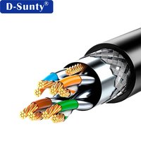 Kabel Ethernet Cat8 RJ45 Berlapis Emas SFTP Tembaga Murni Bersertifikasi RoHS dengan Selubung PVC LSZH untuk Jaringan LAN, Kabel Patch, Router, Modem, PC