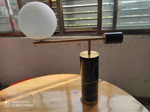 Lampe de table moderne de luxe Hullxine, abat-jour en verre, base en marbre, pour salon ou chambre à coucher - Product Image 5