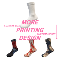Chaussettes personnalisées imprimées numériquement à 360 degrés, chaussettes vierges en polyester avec lettres imprimées, chaussettes fantaisie à la mode par sublimation pour hommes