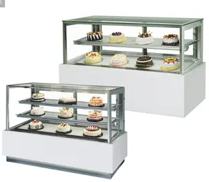 Refrigerador curvado SPM, escaparate de pastelería, soporte de 3 niveles, nevera para repostería y tartas