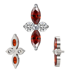 Bijoux de mariage pour enfants GZN Basic, piercing corporel en titane ASTM F136 G23, 2 CZ taille Asscher, filetage interne, punk - Product Image 6