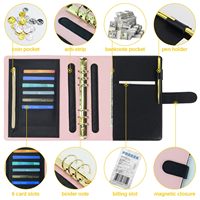 A6 Leder Ring Binder Fly Leaf Tagebuch Planer mit Karten fächern & elastischen Stifts ch laufe 45 gefütterte Blätter für Büro-/Schul geschenk