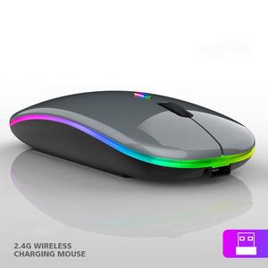 <span class=keywords><strong>Souris</strong></span> <span class=keywords><strong>sans</strong></span> <span class=keywords><strong>fil</strong></span> pour jeux sur ordinateur, ultra-fine, rechargeable, batterie au lithium, silencieuse, 2,4 GHz, optique, LED, lumières colorées - Product Image 4