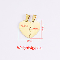 Nouveau Collier de Couple en Acier Titane Poli Miroir, Grand Pendentif à Assembler, Accessoires DIY pour Bracelet et Collier