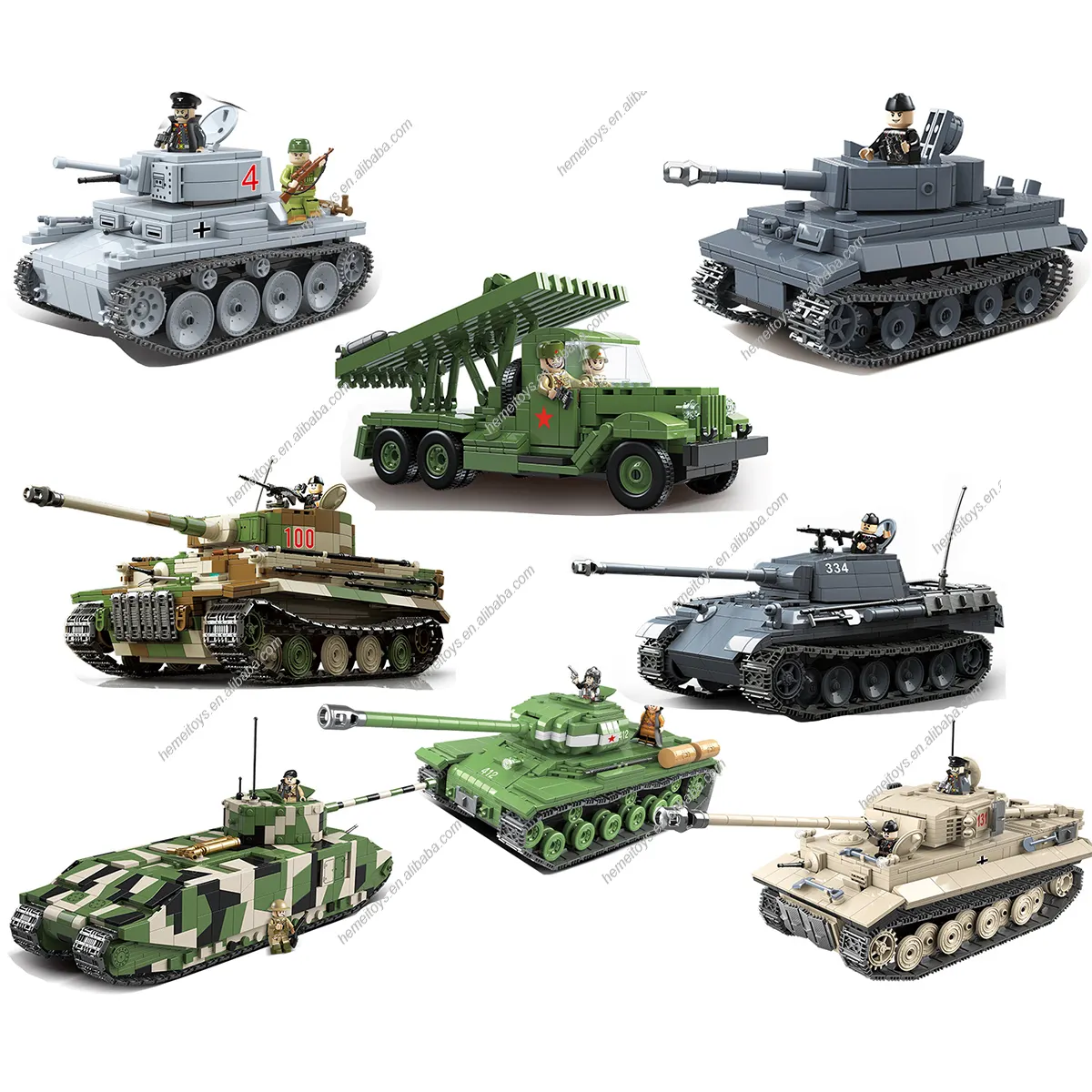 Ww2 Militaire Serie Sovjet Duitsland Unie Lichte Tank 131 T-34 M4a1 Vk1602 M3ai Tank Model Moc Leger Wapen Bouwstenen Speelgoed