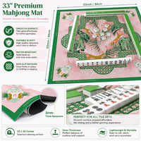 Tapis de Mahjong Américain Luxe Rose Flamme Oiseau Fourwinds 33 Pouces Surface Néoprène 3mm Épaisseur Bord Cousu Conception Étanche