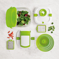 Essoreuse à salade manuelle multifonctionnelle avec lame en acier inoxydable, mélangeur de légumes à séchage rapide, hachoir à fruits, outils compatibles lave-vaisselle