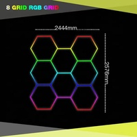 Vente directe style araignée lavage automatique lampe de garage peut être personnalisé taille voiture détaillant atelier hexagone RGB lumière LED