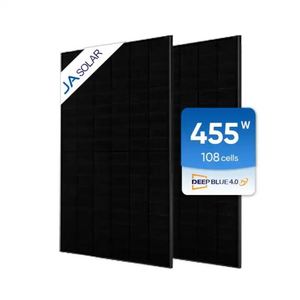 Panel Solar Monocristalino TOPCon Tipo N de Doble Vidrio JA de 430W, 440W, 450W y 455Wp, Diseño Completamente Negro, para Sistemas Residenciales - Product Image 1