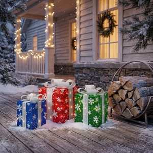 Boîtes cadeaux lumineuses LED 100L à motif flocon de neige scintillant pour Noël, décoration extérieure, motif lumineux blanc chaud - Product Image 1