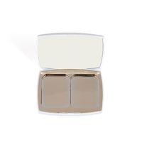 Double insert Two Pan élégant blanc étui compact blush compact maquillage conteneur compact pour poudre de visage avec miroir