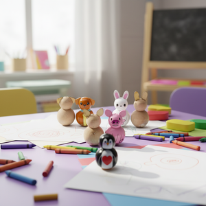 Kit di Pittura per Bambini con Bambole Animali Fai-da-Te, Bambole in Legno a Forma di Volpe, Scimmia, Cane, Coniglio, Maiale, Pinguino, <span class=keywords><strong>Tigre</strong></span>, Ippopotamo - Product Image 1