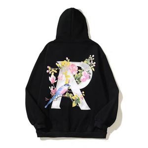 Hip Pop nouveau français à manches longues fleurs Streetwear sweat avec capuche surdimensionné sérigraphie sweats à capuche vierges de haute qualité - Product Image 2