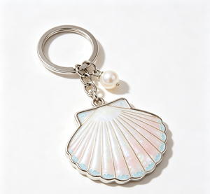 Porte-clés personnalisé en coquillage, alliage de zinc, émail, métal, pendentif perle, souvenir de plage, cadeau - Product Image 3