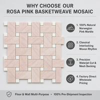 Mosaïque en marbre rose de qualité supérieure, motif tressé, à prix avantageux, style européen et américain, pour murs et sols intérieurs