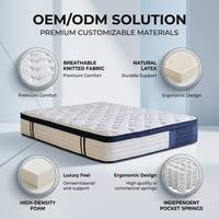 Matelas hybride OEM ODM enroulé en boîte, fermeté moyenne, pour appartements modernes, hôtels et écoles