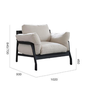 Fauteuil nordique moderne, <span class=keywords><strong>chaise</strong></span> simple avec structure en bois massif, tissu en lin, pour salon, chambre à coucher, salon, fauteuil d'appoint - Product Image 1