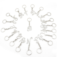 LLavero de aleación de zinc personalizado para mujer, signo de alfabeto de resina, dije de metal, inicial, inglés antiguo, a-z, Diamante de imitación, letra, llavero
