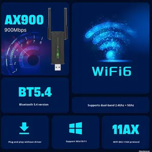 Adaptador <span class=keywords><strong>USB</strong></span> 3.0 <span class=keywords><strong>WiFi</strong></span> 6 <span class=keywords><strong>Bluetooth</strong></span> 5.4 AX900, Tarjeta de Red de Doble Banda, 900Mbps Inalámbrico 5G para PC, Computadora de Escritorio, Portátil, Accesorios de Computación - Product Image 6
