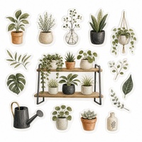 Ensemble d'autocollants décoratifs sur le thème des plantes botaniques personnalisées pour journal, conteneur et artisanat DIY