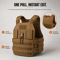 Gilet de Course Tactique pour Hommes, Porte-Plaques Lesté 40 LB avec Poches pour Plaques 10x12, Poignée de Tirage à Libération Rapide MOLLE