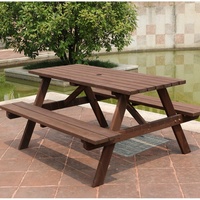 Ensemble de table de pique-nique de parc extérieur au design européen moderne, imperméable, rectangulaire, en bois massif, pour applications hôtelières et villas