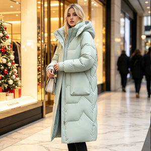 Abrigo Largo con Capucha, Chaqueta Acolchada de Invierno para Mujer, Ropa de Calle para Exteriores - Product Image 5