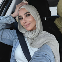 Nuevo Hiyab Tejido de Modal con Teñido Reactivo Premium, Suave y Arrugado, de Viscosa, para Mujeres Musulmanas, Transpirable, Largo, para Primavera, con Personalización
