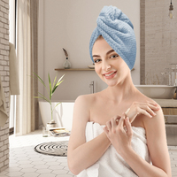 Microfibre Tissu Éponge Sèche-Cheveux Foulard Séchage Rapide Douche Bain Accessoire avec Techniques Tissées Ménage Tressé Rouleau Forme
