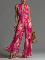 Combinaison longue blanche sans manches pour femme, taille haute, jambes larges, design tendance, faible MOQ, idéale pour l'été
