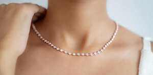 Collar de tenis de plata 925 con moissanita de corte redondo engastada en bisel, elegante, para aniversario, boda, fiesta, regalo de joyería para mujer - Product Image 5