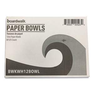 Bol à soupe jetable écologique Boardwalk de 12 oz, blanc, biodégradable avec couvercles, 1 000/carton pour mariages - Product Image 4